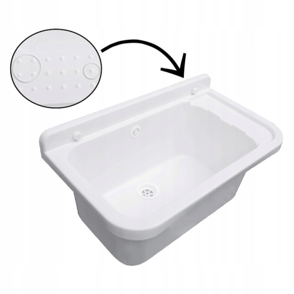 Раковина настенная пластиковая 340х500х210 мм Белая с сифоном фото  в интернет-магазине Санкомп