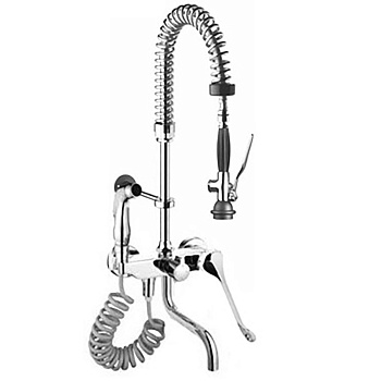 Смеситель ЛОКТЕВОЙ (ХИРУРГИЧЕСКИЙ) настенный с поворотным изливом 18 см С ДУШИРУЮЩИМ УСТРОЙСТВОМ фото  в интернет-магазине Санкомп