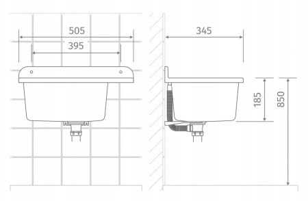 Раковина настенная пластиковая 345х505х185 мм Белая со смесителем и дозатором фото  в интернет-магазине Санкомп