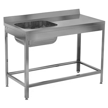 Ванна моечная AISI 304 цельнотянутая 1 секция 400х400х140 С/О каркас AISI 430, 500х800х870, 24633 фото  в интернет-магазине Санкомп