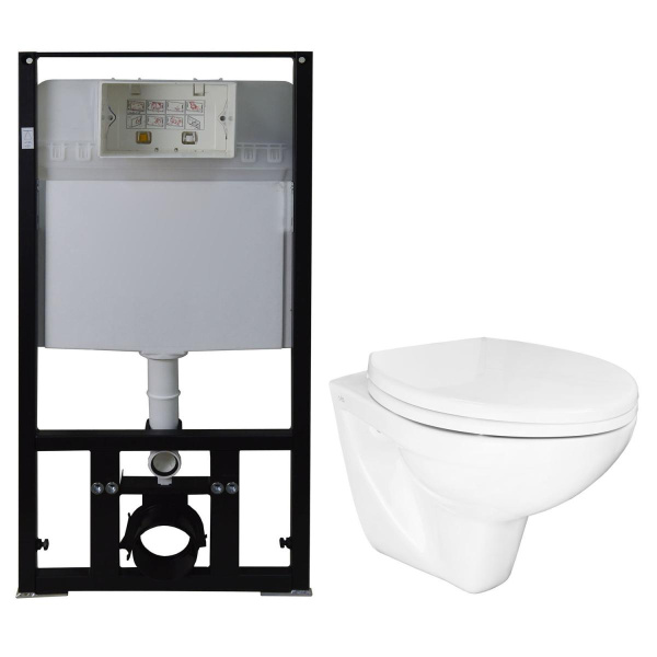 Унитаз подвесной в комплекте с Б/С сиденье микролифт, инсталляция БЕЗ КЛАВИШИ 22468    фото  в интернет-магазине Санкомп