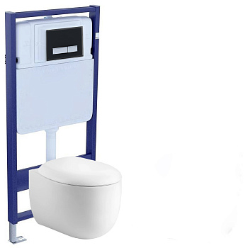 Унитаз подвесной с Инсталляцией в комплекте с кнопкой Черная матовая, сидением Микролифт, 24755 фото  в интернет-магазине Санкомп