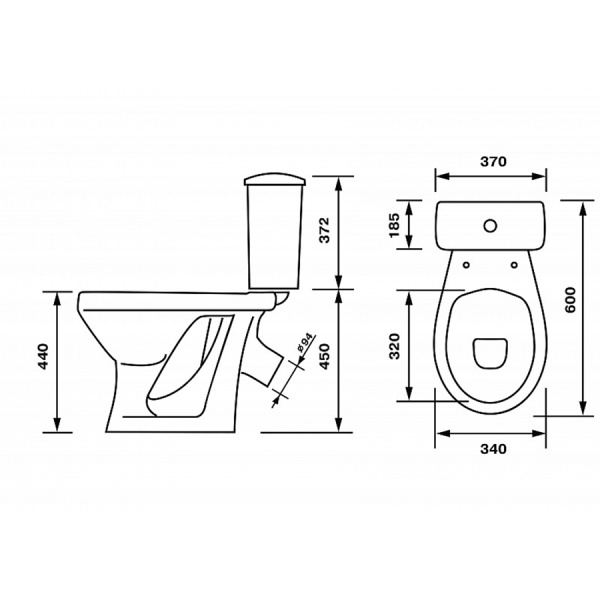Унитаз-компакт для инвалидов МГН, КОСОЙ, 600х370х820 (450), СЕНСОРНЫЙ, СИДЕНЬЕ ПП, 16447 фото  в интернет-магазине Санкомп