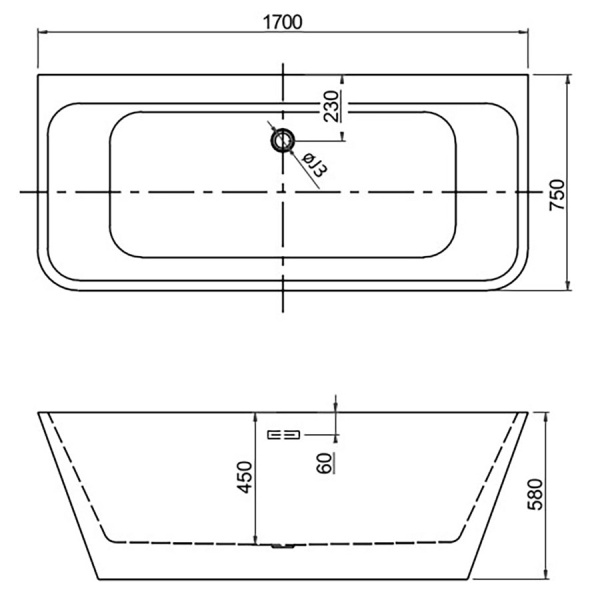 Ванна акриловая отдельностоящая округлая 1700х750 мм, 21803 фото  в интернет-магазине Санкомп