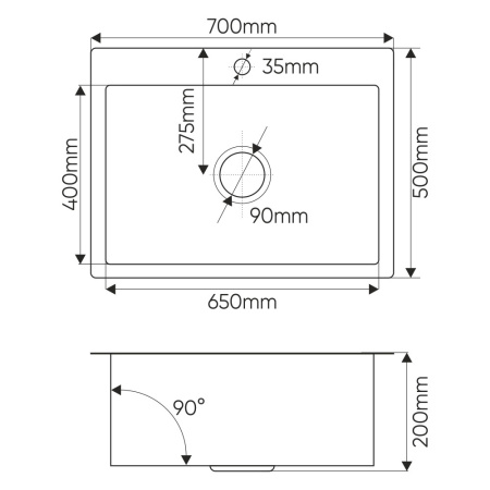 Мойка врезная нержавейка 700х500x200 мм С/О МАТОВАЯ с сифоном, 23119 фото  в интернет-магазине Санкомп