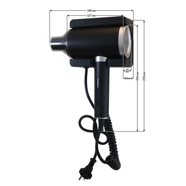 Фен настенный для общественных мест 2000 Вт Черный, 24386 фото  в интернет-магазине Санкомп