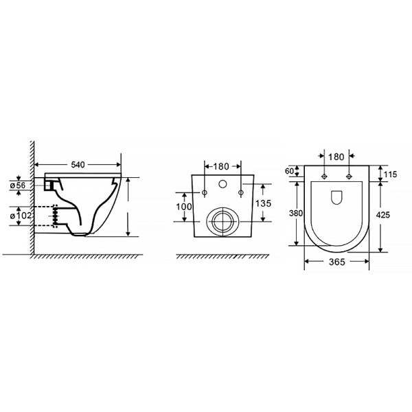 Унитаз подвесной БЕЗОБОДКОВЫЙ (540x365x425) С СИДЕНЬЕМ МИКРОЛИФТ 22593  фото  в интернет-магазине Санкомп