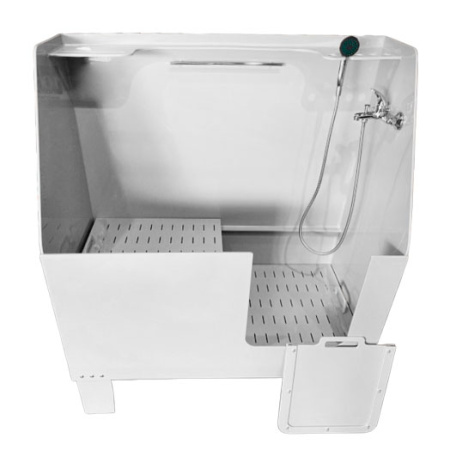 Ванна для груминга для собак с экраном 1250х650х1500 мм СО СМЕСИТЕЛЕМ И 2 ПОДДОНАМИ, 18260 фото  в интернет-магазине Санкомп