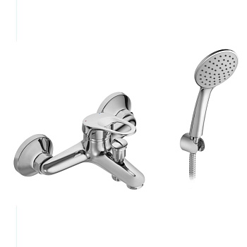 Смеситель для ванны настенный ОДНОРЫЧАЖНЫЙ, излив литой, лейка 1 режим, шланг 150 см, 22739  фото  в интернет-магазине Санкомп