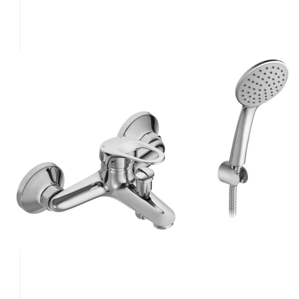 Смеситель для ванны настенный ОДНОРЫЧАЖНЫЙ, излив литой, лейка 1 режим, шланг 150 см, 22739  фото  в интернет-магазине Санкомп