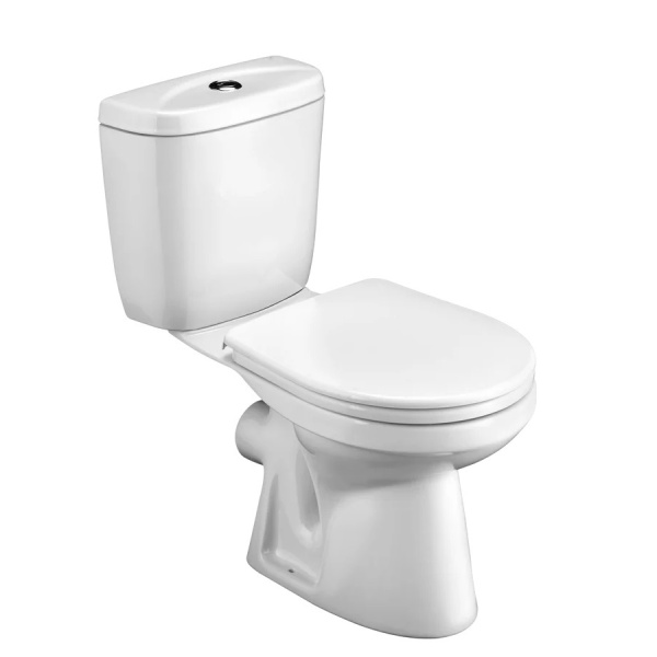 Унитаз компакт керамика косой выпуск (635х380х745) 2-х режимная арматура, сидение ПП микролифт, 869  фото  в интернет-магазине Санкомп