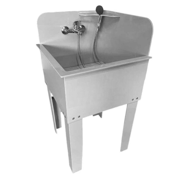 Ванна для груминга для собак с экраном 600х600х1170 мм СО СМЕСИТЕЛЕМ И ПОДДОНОМ 18247 фото  в интернет-магазине Санкомп