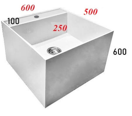 Мойка глубина 250 мм 700х500х450 мм с полочкой без отверстия 100 мм, 25964 фото  в интернет-магазине Санкомп