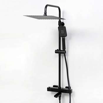 Смеситель для душа со стальной штангой с термостатом Черный, 22974 фото  в интернет-магазине Санкомп