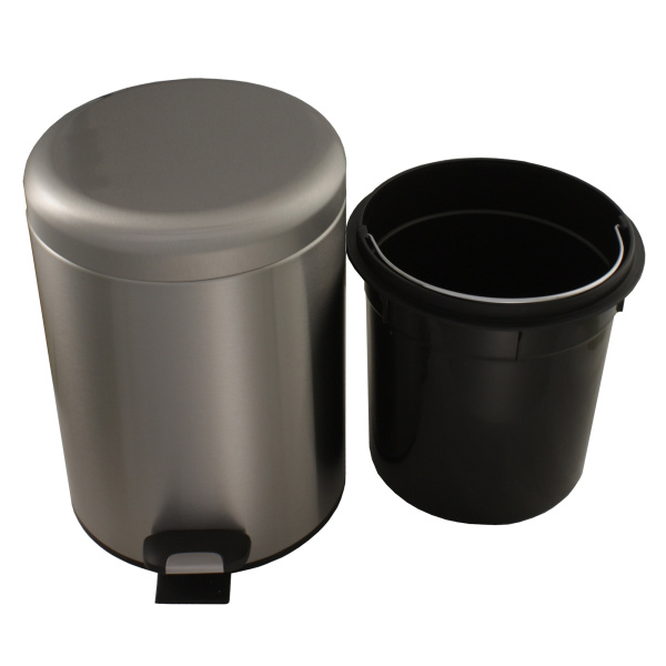 Ведро из нержавеющей стали с подъёмной крышкой 5 литров Матовое, 21213  фото  в интернет-магазине Санкомп