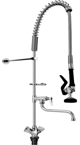 Смеситель с душирующим устройством и С КРАНОМ настольный на 1 отверстия, с маховиками, 17320 фото  в интернет-магазине Санкомп
