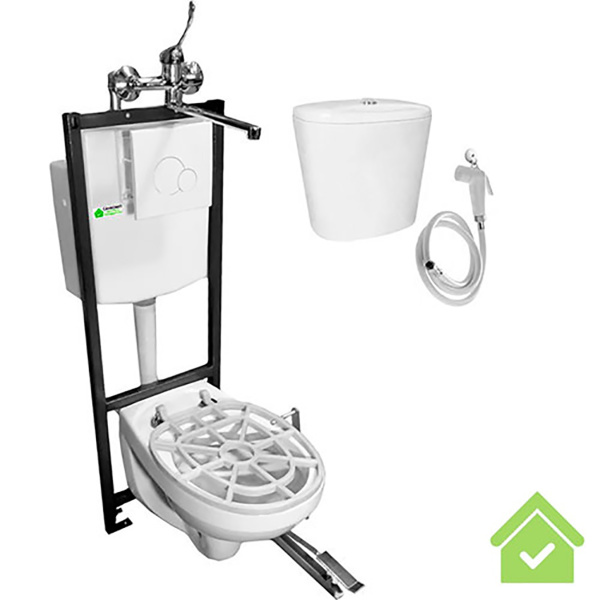 Видуар ПОДВЕСНОЙ СТАНДАРТ с инсталляцией бачок для раствора КЕРАМИКА, ПЕДАЛЬЮ И СМЕСИТЕЛЕМ, 208428 фото  в интернет-магазине Санкомп