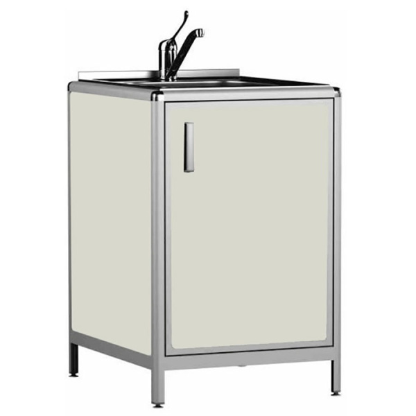 Стол медицинский с мойкой габариты 600х600х850 мм (фасад серо-бежевый) фото  в интернет-магазине Санкомп