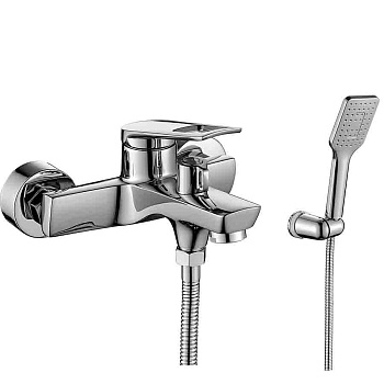 Смеситель для ванны настенный ОДНОРЫЧАЖНЫЙ, излив литой, длина излива 180 мм, лейка 1 режим, 26147 фото  в интернет-магазине Санкомп