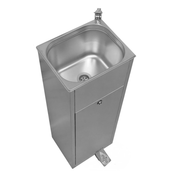 Фонтанчик питьевой кнопочный педальный 1 чаша Х/В, Б/Ф, Б/УФ, Б/Г, Б/ТО, AISI 304, 325х265х870 26819 фото  в интернет-магазине Санкомп