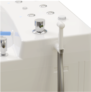 Смеситель на борт ванны ОДНОРЫЧАЖНЫЙ излив литой, лейка 1 режим фото  в интернет-магазине Санкомп