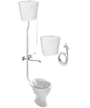 Видуар ВОРОНКООБРАЗНЫЙ, с высоким бачком и бачком для раствора КЕРАМИКА,СМЕСИТЕЛЕМ, 8699 фото в интернет-магазине СанКомп www.sancomp.ru