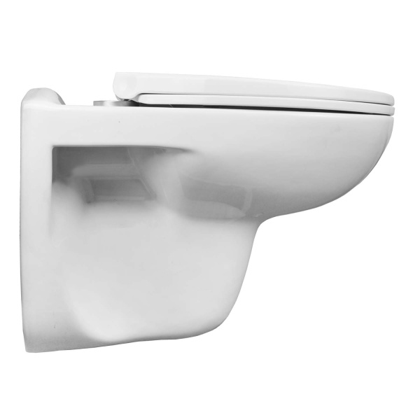 Унитаз подвесной БЕЗОБОДКОВЫЙ 355х550х410 мм, с быстросъемным сиденьем микролифт, 23500  фото  в интернет-магазине Санкомп