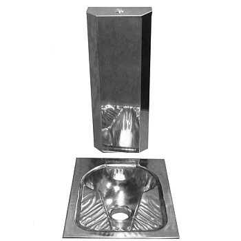 Чаша Генуя из нержавеющей стали с рассекателем 610х510х200 с бачком и вертикальным сифоном фото  в интернет-магазине Санкомп