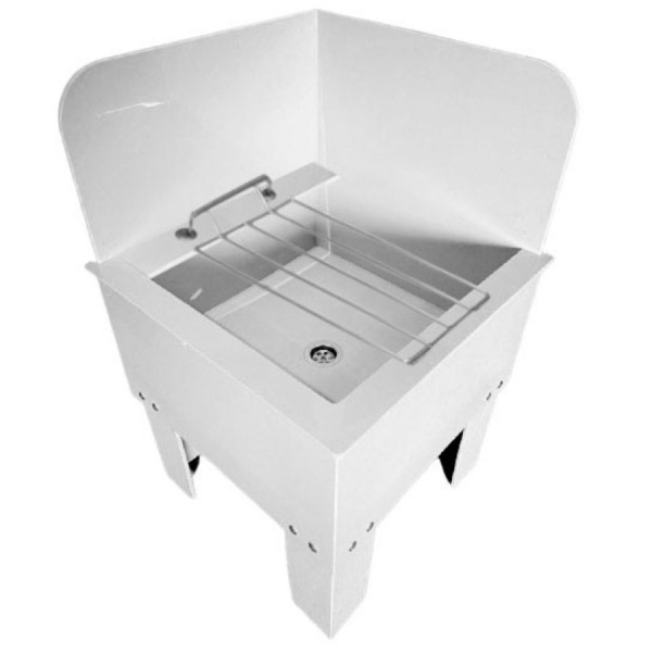 Слив технический  500х500х600 мм  УГЛОВОЙ с экраном, с решеткой из нержавеющей стали влево, 20708 фото  в интернет-магазине Санкомп