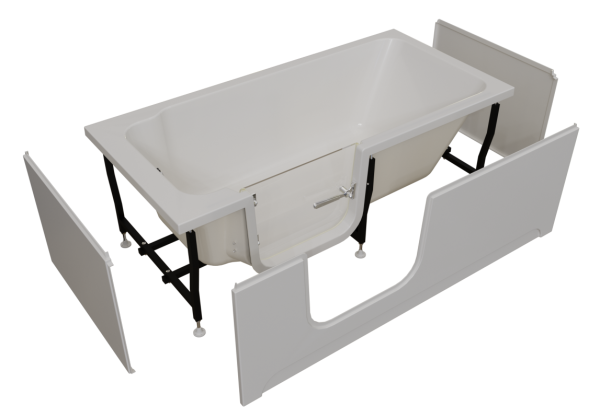 Ванна для инвалидов и пожилых со стеклянной дверцей лежачая левая 1680х800х610 мм, 22773  фото  в интернет-магазине Санкомп