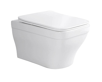 Унитаз подвесной БЕЗОБОДКОВЫЙ БЕЛЫЙ (515х370х315) С СИДЕНЬЕМ МИКРОЛИФТ, 24756 фото  в интернет-магазине Санкомп