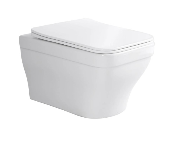 Унитаз подвесной БЕЗОБОДКОВЫЙ БЕЛЫЙ (515х370х315) С СИДЕНЬЕМ МИКРОЛИФТ, 24756 фото  в интернет-магазине Санкомп