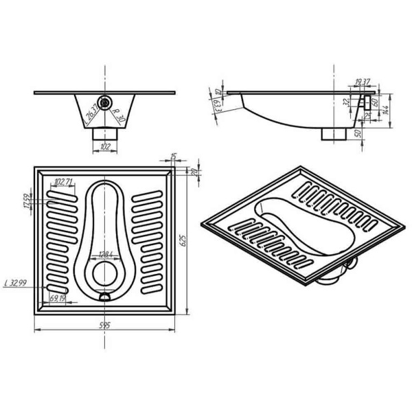 Чаша Генуя из нержавеющей стали с рассекателем 625х595х194, 18467 фото  в интернет-магазине Санкомп