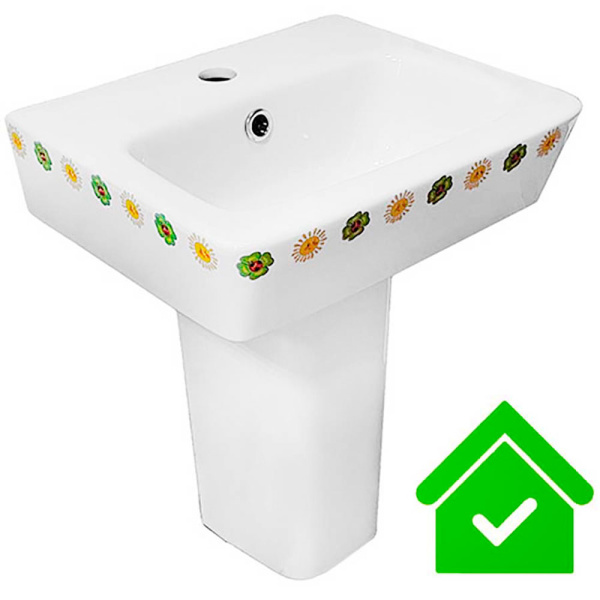 Умывальник на пьедестале ДЕТСКИЙ С/О, С/П 40 см ПРЯМОУГОЛЬНЫЙ (340х400х400) для детей до 4 лет Солны фото  в интернет-магазине Санкомп