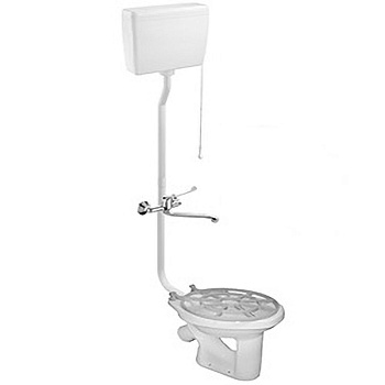 Слив технический СТ-2 косой бачок высокий ПЛАСТИК ЭКОНОМ, решетка, смеситель локтевой 30 см, 18747 фото  в интернет-магазине Санкомп