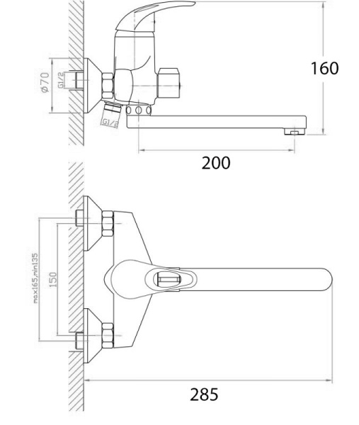 Смеситель для ванн с изливом 200 мм, картридж 40 мм (цинк) С ТЕХНИЧЕСКОЙ ЛЕЙКОЙ, 13711 фото  в интернет-магазине Санкомп