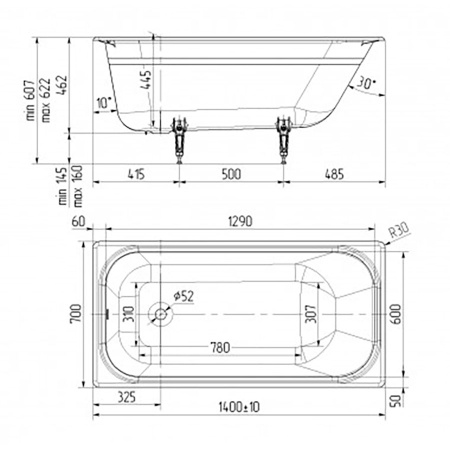 Ванна чугунная без ножек 1400х700 мм, 18032 фото  в интернет-магазине Санкомп