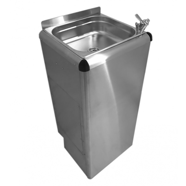 Фонтанчик питьевой кнопочный напольный 1 чаша Х/В, Б/Ф, Б/УФ, Б/Г, Б/ТО, AISI 304, 400х355х900 17008 фото  в интернет-магазине Санкомп