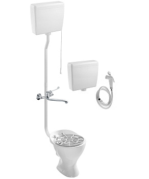 Видуар ВОРОНКООБРАЗНЫЙ, с высоким бачком ПЛАСТИК, бачком для раствора ПЛАСТИК и СМЕСИТЕЛЕМ, 8695 фото в интернет-магазине СанКомп www.sancomp.ru