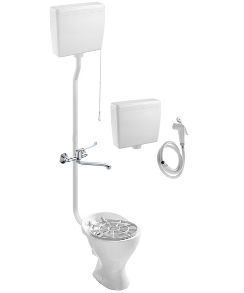 Видуар ВОРОНКООБРАЗНЫЙ, с высоким бачком ПЛАСТИК, бачком для раствора ПЛАСТИК и СМЕСИТЕЛЕМ, 8695 фото в интернет-магазине СанКомп www.sancomp.ru