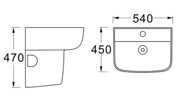 Умывальник 55 см с отверстием под смеситель в комплекте с полупьедесталом, 24939 фото  в интернет-магазине Санкомп