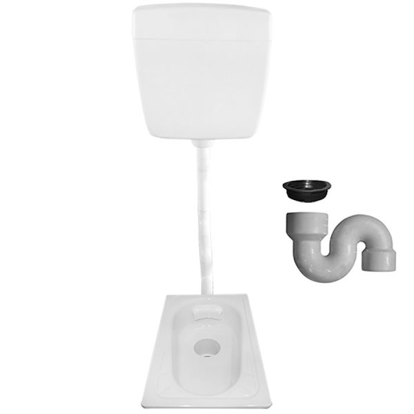 Чаша Генуя СТАЛЬ смещенный выпуск бачок средний ПЛАСТИК, сифон вертикальный с манжетой ЭКОНОМ, 11517 фото  в интернет-магазине Санкомп