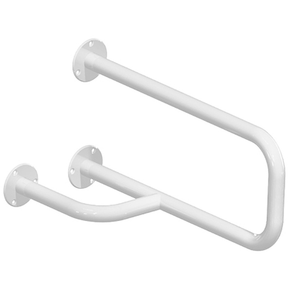 Поручень настенный 3 опоры стальной БЕЛЫЙ 515х230х280 ЛЕВЫЙ, 2452 фото  в интернет-магазине Санкомп