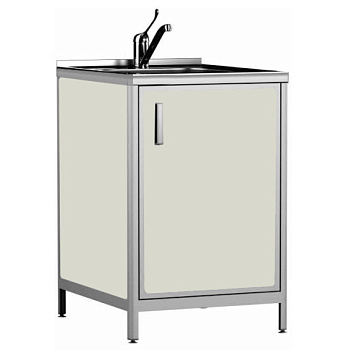 Стол медицинский с мойкой габариты 500х500х850 мм (фасад серо-бежевый) САНКОМП, 23527 фото  в интернет-магазине Санкомп