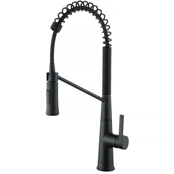 Смесители для кухни высокий выдвижной излив, керамический картридж, черный 22374  фото  в интернет-магазине Санкомп