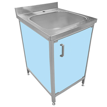 Хирургическая мойка 1 секция из нержавеющей стали стенки ПП 600х600х850 мм двери распашные, 23799 фото  в интернет-магазине Санкомп