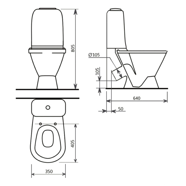 Унитаз компакт керамика косой выпуск (640х350х805) 2-х режимная арматура, сидение ТП Микролифт, 0801 фото  в интернет-магазине Санкомп
