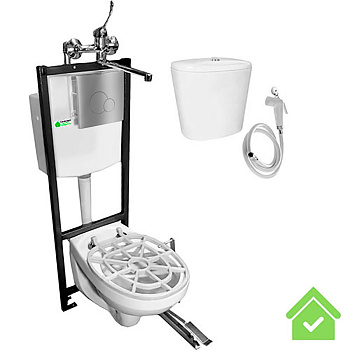 Видуар ПОДВЕСНОЙ СТАНДАРТ с инсталляцией бачок для раствора КЕРАМИКА, ПЕДАЛЬЮ И СМЕСИТЕЛЕМ, 27064 фото  в интернет-магазине Санкомп