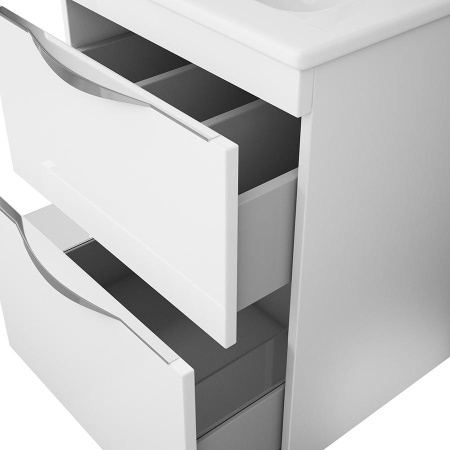 Тумба  60 см белый лак подвесная в комплекте с раковиной 60 см фото  в интернет-магазине Санкомп