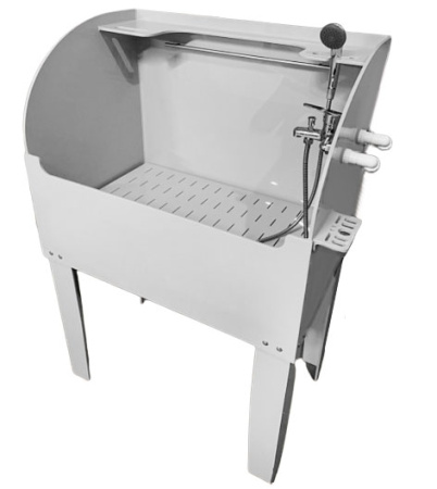 Ванна для груминга для собак с экраном 900х560х1300 мм СО СМЕСИТЕЛЕМ И ПОДДОНОМ 18259 фото  в интернет-магазине Санкомп